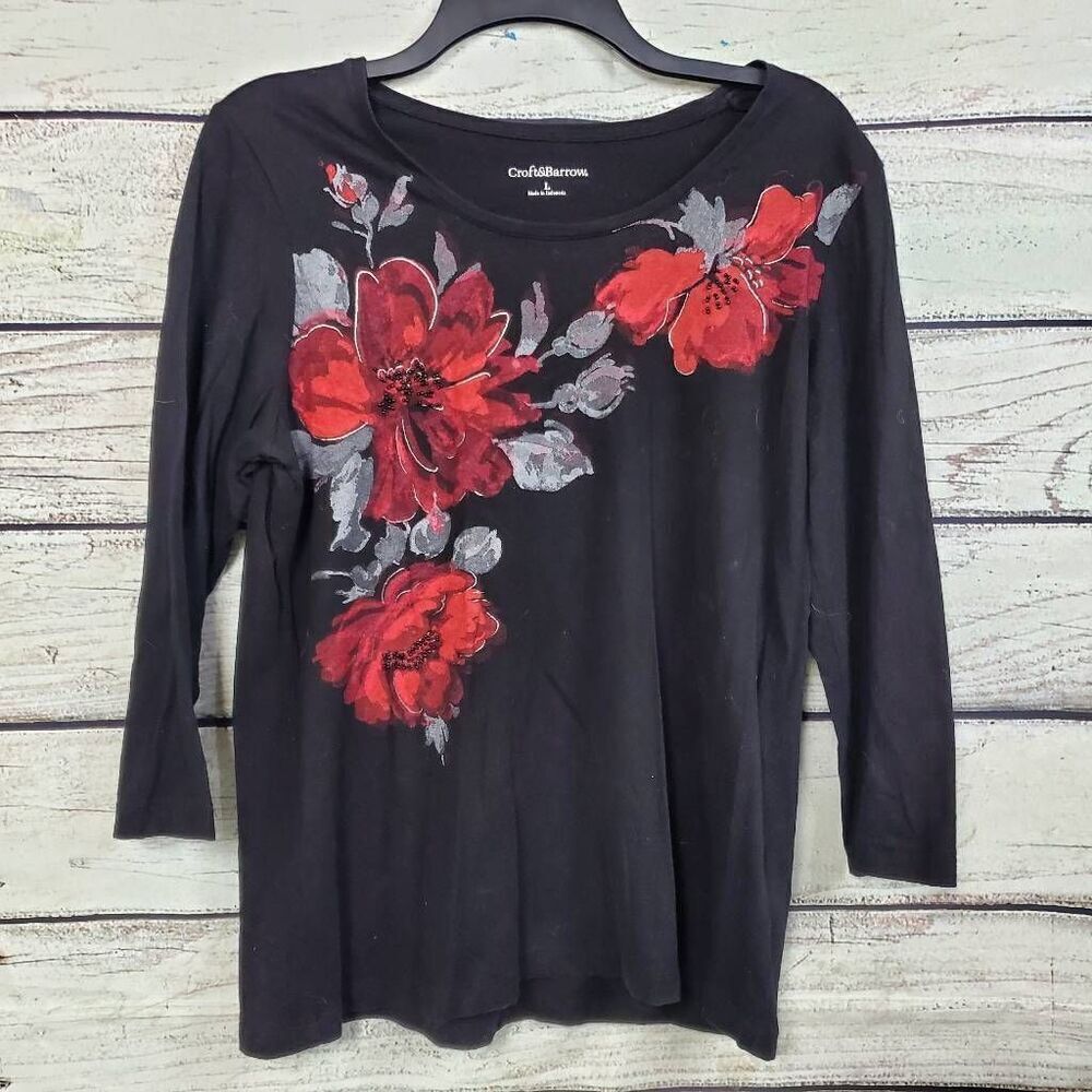 Croft & Barrow Large Black Top